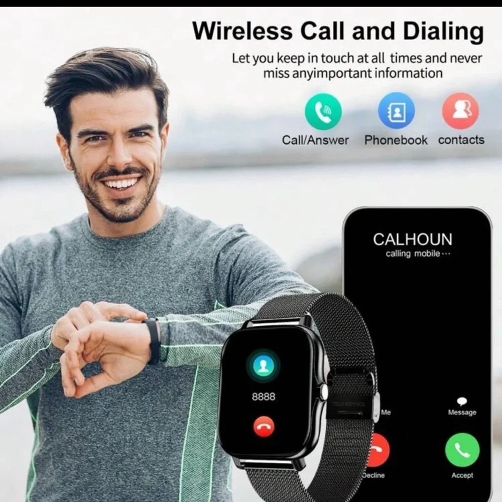Smart Watch Waterproof Call Answer Fitness Tracker iPhone Android Men Women